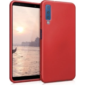Samsung Galaxy A7 2018 Kılıf Ultra Lüx Premier Lüx Silikon Kılıf - Kırmızı