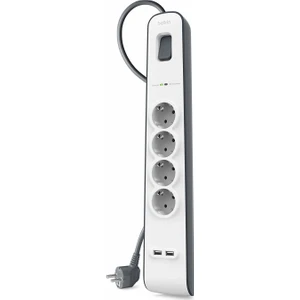 Akım Korumalı Uzatma Priz 4'lü 2x 2.4A USB Girişi - 2 mt