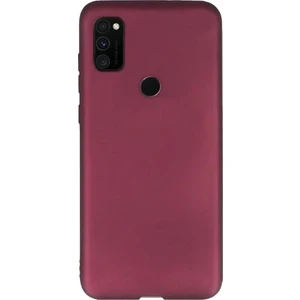 Tekno Grup Samsung Galaxy M30s Kılıf Mat Premium Silikon Kılıf - Bordo + Cam Ekran Koruyucu