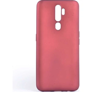 Tekno Grup Oppo A5 2020 Kılıf Mat Premium Silikon Kılıf - Bordo + Cam Ekran Koruyucu