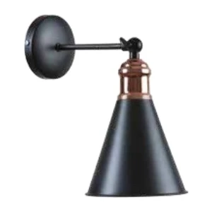 Retro Mafsallı Siyah Metal Bakır Duylu Aplik Çap 15CM
