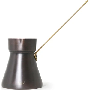 Antique Bakır Türk Kahve Cezvesi Döküm Işleme Kulp