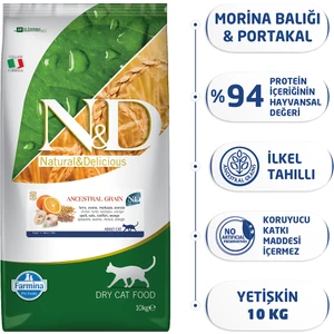 Nd Ocean Düşük Tahıllı Balıklı Portakallı Kedi Maması 10 Kg