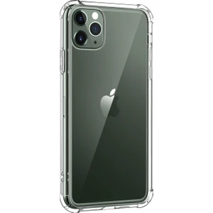 Apple iPhone 11 Pro Max Antishock Premium Şeffaf Silikon Kılıf  + Nano Ekran Koruyucu - Şeffaf