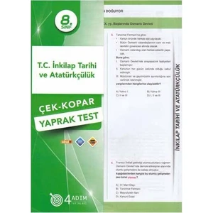 4 Adım Yayınları 4 Adım 8. Sınıf T. C. İnkılap Tarihi Ve Atatürkçülük Çek Kopar Yaprak Test