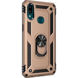 Samsung Galaxy A10s Kılıf Military Ring Holder - Gold