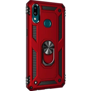 Samsung Galaxy A10s Kılıf Military Ring Holder - Kırmızı