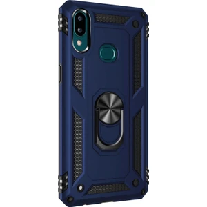 Samsung Galaxy A10s Kılıf Military Ring Holder - Lacivert