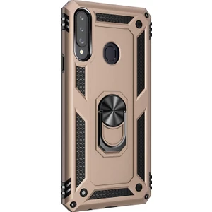 Samsung Galaxy A20s Kılıf Military Ring Holder - Gold