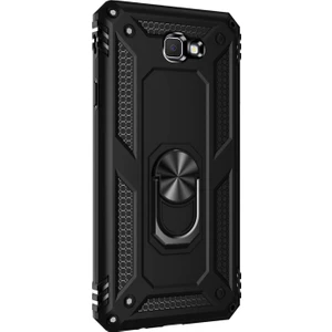 Samsung Galaxy J7 Prime Kılıf Military Ring Holder - Siyah