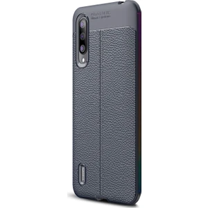 Xiaomi Mi 9 Lite Kılıf Deri Dokulu Silikon - Lacivert