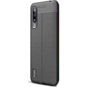 Xiaomi Mi 9 Lite Kılıf Deri Dokulu Silikon - Siyah