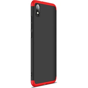 Xiaomi Redmi 7A Kılıf Double Dip 360 Protective - Siyah - Kırmızı