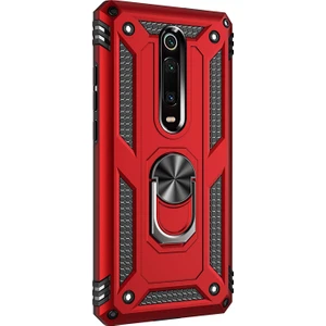 Xiaomi Redmi K20 Kılıf Military Ring Holder - Kırmızı