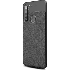 Xiaomi Redmi Note 8 Kılıf Deri Dokulu Silikon - Siyah