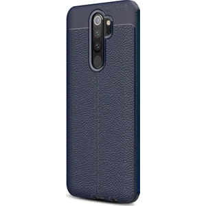 Xiaomi Redmi Note 8 Pro Kılıf Deri Dokulu Silikon - Lacivert