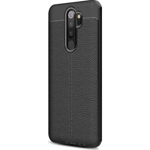 Xiaomi Redmi Note 8 Pro Kılıf Deri Dokulu Silikon - Siyah