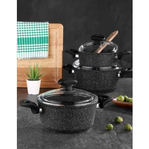 6 Parça Black Plus Granit Tencere Seti