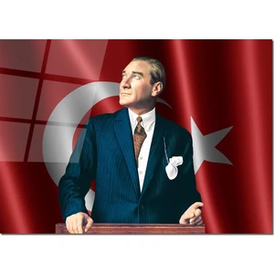 Cam Tablo Atatürk Tablo 50 x 70 cm Uv Baskı Temperli