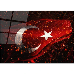 Cam Tablo Bayrak Tablo 50 x 70 cm Uv Baskı Temperli