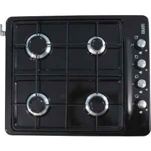 Dört 4 Gözlü Setüstü Ocak Doğalgazlı Siyah