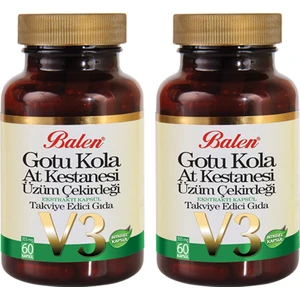 V3 Gotu Kola & At Kestanesi & Üzüm Çekirdeği 60 Kapsül x 2 Adet