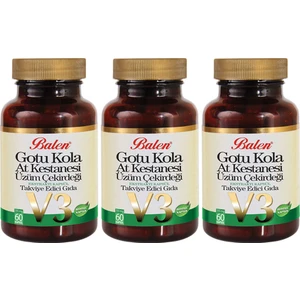 V3 Gotu Kola & At Kestanesi & Üzüm Çekirdeği 60 Kapsül x 3 Adet