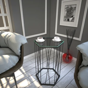Pasific Home Cetrus Yan Sehpa, Metal Servis Sehpası, Cam