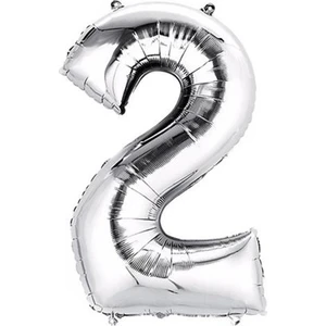 Gümüş Folyo Balon 2 Rakamı 100 cm