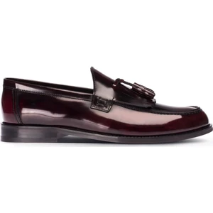 Deri Bordo Püsküllü Erkek Loafer