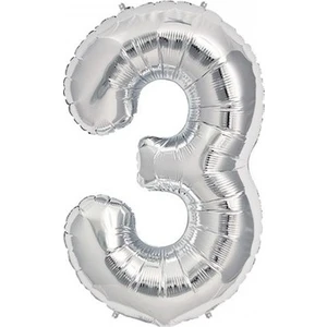 Gümüş Folyo Balon 3 Rakamı 100 cm