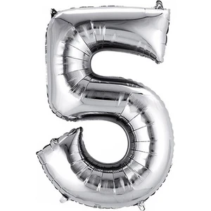 Gümüş Folyo Balon 5 Rakamı 100 cm