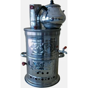 Semaver Tek Musluk Piknik Çay Semaveri Odunlu Demlikli 3 Lt