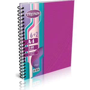 A-4 240 Yaprak (Trendy) 8 (6+2) Spiralli Kapak Defter
