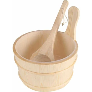 Sauna Kova Kepçe Takımı Beyaz Çam 4 lt