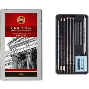 Koh-I Noor Gioconda Art Set 10 Parça Karakalem Eskiz Çizim Resim Seti Metal Kutu