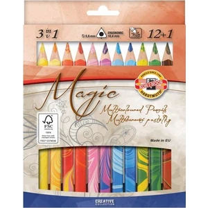 Koh-I Noor Magic Multicolour Karışık Renkli (3 In 1) Kalın Kuru Boya Kalemi 12+1 Renk
