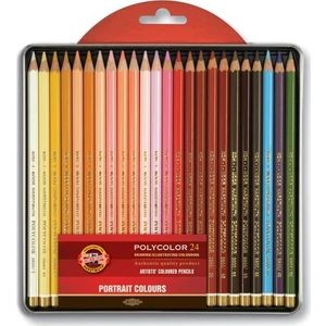 Koh-I Noor Polycolor Artist Kuru Boya Kalemi 24 Renk Portre Tonları Metal Kutu