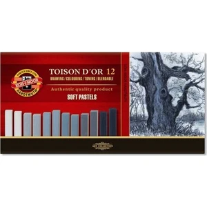 Koh-I Noor Toison D'or Soft Pastel Boya (Toz Pastel Boya) Gri Tonlar 12 Renk (Köşeli)
