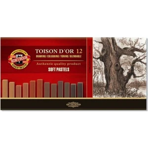 Koh-I Noor Toison D'or Soft Pastel Boya (Toz Pastel Boya) Kahverengi Tonlar 12 Renk (Köşeli)