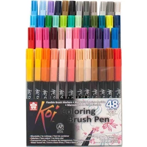 Sakura Koi Coloring Brush Pen 48 Renk Fırça Uçlu Grafik Çizim Kalemi