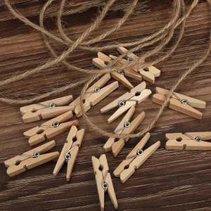 Ipli Mini Mandal, 50 Adet Mini Mandal ve 10 Metre Jüt Ipi, Dekoratif Fotoğraf ve Süsleme Mandalı