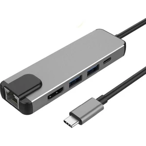 Type-C To 4K HDMI Hub 5in1 RJ45 Lan 2 x USB 3.0 Type-C Port
