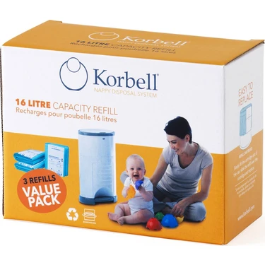 Korbell 1485 Adet Kirli Bebek Bezi Kapasiteli Çöp