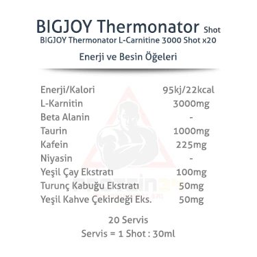 Bigjoy Thermonator Karnitin Portakal Aromalı 40ml x 20 Shot Fiyatı
