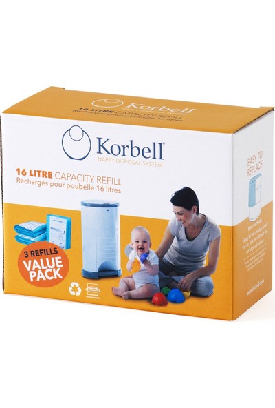 Korbell 1485 Adet Kirli Bebek Bezi Kapasiteli Çöp Poşeti