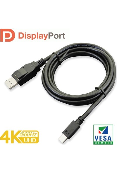 Paugge V1.2 Vesa DisplayPort Sertifikalı 21.60 Gbps Bandwith 5K 30Hz, 4K 60Hz, 2K 165Hz, 1080p 240Hz Destekli FreeSync G-Sync Thunderbolt 2 Mini Displayport Kablo - CK01