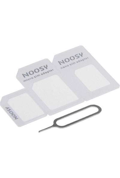 Noosy Sim Kart Adaptörü + Sim Kart İğnesi - Beyaz