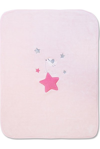 Blue & Pink Sweet Stars Nakışlı Bebek Battaniye
