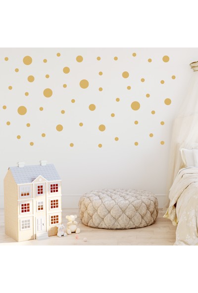 Sim Tasarım Gold Puantiye Duvar Sticker Seti